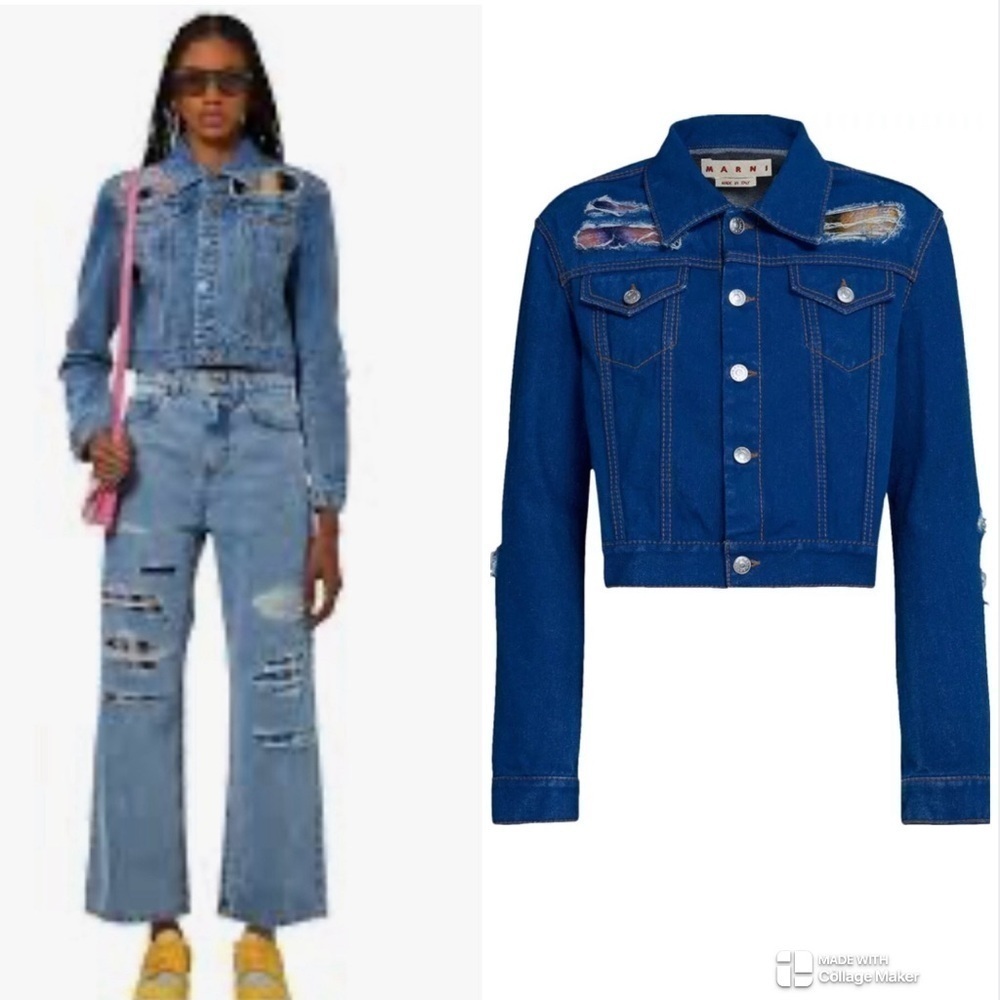 Marni Cropped Mohair Denim Jacket 'Illusion Blue SS23 NWOT